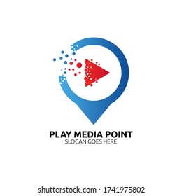 play media point logo vector concept, icon, element, and template for company
