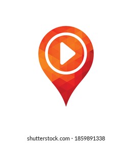 play media point logo vector concept, icon, element, and template for company