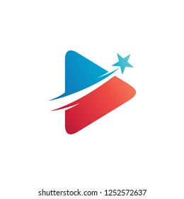 Play Media With Star Logo Vector