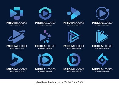Play media streaming logo collection
