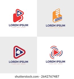 Play media studio modern creative logo bundle design collection minimal concept
