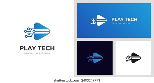 Reproducir el diseño del icono de la tecnología de medios con la idea gráfica del Botón del triángulo para la tecnología