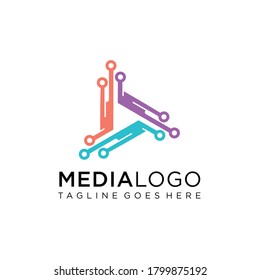Play Media vector logo symbol. Digital Play Logo Template Design Vector, Emblem, Design Concept, Creative Symbol, Icon