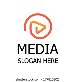 Play media vector logo template design. Stock vector illustration.