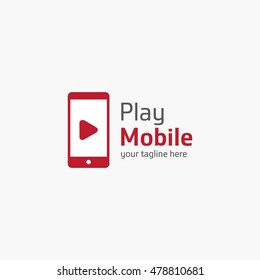 Play Mobile Logo Design Template. Great for company emblem and Logo. Vector illustration