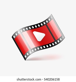 Play Movie Film Icon. Vector illustration of video file icon.