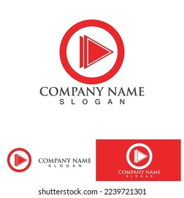 Play movie Video Camera Film Strip Play Movie Cinema Entertainment Stock Vector icon logo design