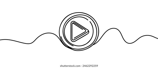Vector de dibujo continuo de línea de señalización multimedia. Una línea Reproducir, fondo de Vector multimedia.