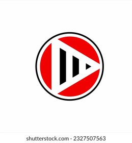 Play music button logo design with sound waves concept.