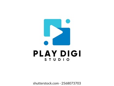 play music digital logo design vector concept