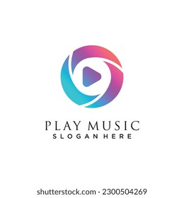 Logotipo de música Play con vector de diseño creativo premium