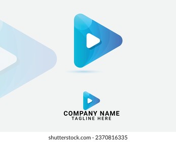 Play music logo design. Music play logo. Business. Song. Music bottom vector. Play. Headphone. Premium design. Colorful. Creative. Arrow