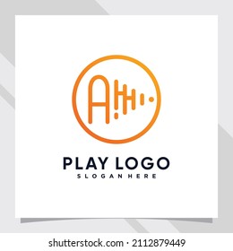 Diseño del logotipo de música letra inicial a con el arte de línea y el concepto creativo