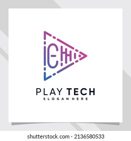 Spielen Sie Musik Logo Design Anfangsbuchstaben e mit Online-Kunst und kreativem Konzept