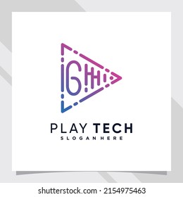 Play music logo design initial letter g with line art and creative concept