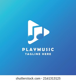 Play music logo design inspiration vector illustration