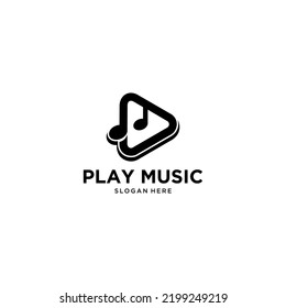 Play Music Logo Design Vector