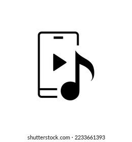 play music logo and gadget or smartphone  icon vector isolated on white background