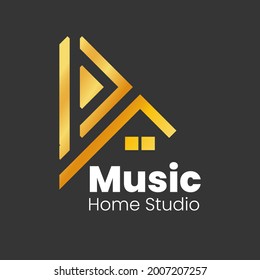 Play Music Logo. Home studio wtih gold luxury