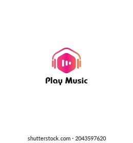 Play Music, Media Player, Video player icon logo design template