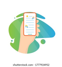 Play music on phone. flat icon with gradient style. Document company office file icon. File task icon for business and presentation