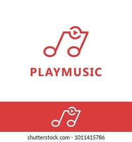 Play music, music player. Vector logo template