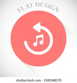play music rotation arrow icon vector EPS 10, abstract sign circular motion process flat design, illustration modern isolated badge for infographic, website or app.