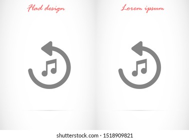 play music rotation arrow icon vector EPS 10, abstract sign circular motion process flat design, illustration modern isolated badge for infographic, website or app.