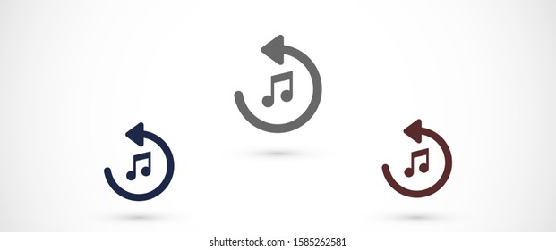 play music rotation arrow icon vector EPS 10, abstract sign circular motion process flat design, illustration modern isolated badge for infographic, website or app.