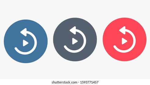play music rotation arrow icon vector EPS 10, abstract sign circular motion process flat design, illustration modern isolated badge for infographic, website or app.