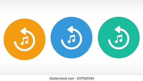 play music rotation arrow icon vector EPS 10, abstract sign circular motion process flat design, illustration modern isolated badge for infographic, website or app.
