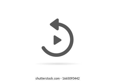 play music rotation arrow icon vector EPS 10, abstract sign circular motion process flat design, illustration modern isolated badge for infographic, website or app.