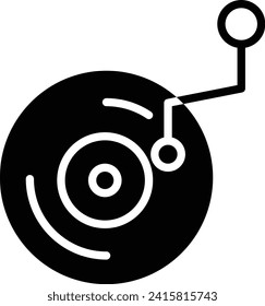 Play Music solid and glyph vector illustration