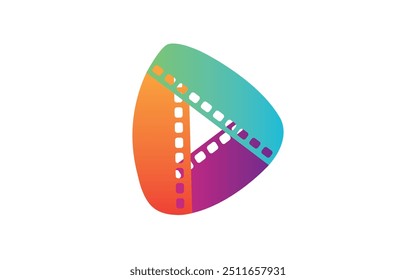 Reproducir música Botón Video de sonido y tiras de película logo Vector icono Pro Vector