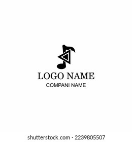 play music vector logo in black and white background