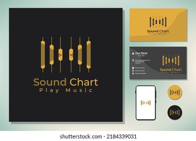 Reproducir el logotipo del vector de música con el gráfico de intercambio de candlestick