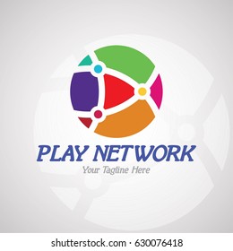 Play Network Logo Design for On-line Chanel, Entertainment Studio or Business, etc. Vector Logo Template.