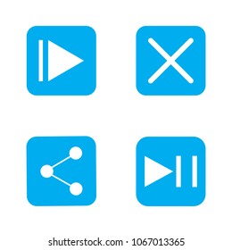 play no share and start stop icons
