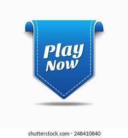 Play Now Blue Vector Icon Design