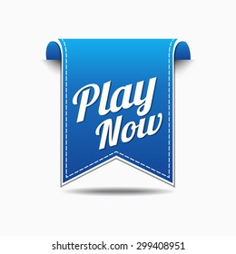 Play Now Blue Vector Icon Design
