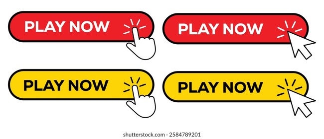 Play now button vector isolated on white background. sports, game button vector on white background