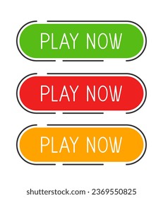 Jugar ahora botones. Clipart vector aislado en fondo blanco.