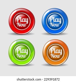 Play Now Colorful Vector Icon Design