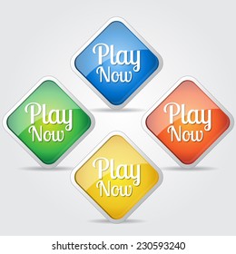 Play Now Colorful Vector Icon Design