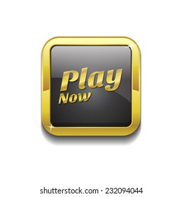 Play Now Gold Vector Icon Button