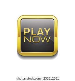 Play Now Gold Vector Icon Button