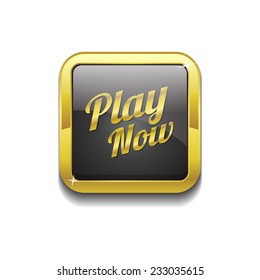 Play Now Gold Vector Icon Button