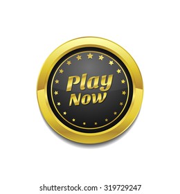 Play Now Golden Vector Icon Button