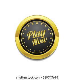 Play Now Golden Vector Icon Button