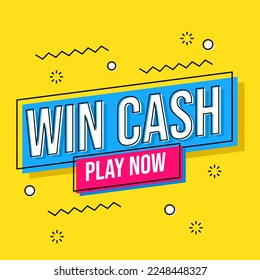 Play Now Online Games Win Cash Contest Dollars Banner Template Design Vector